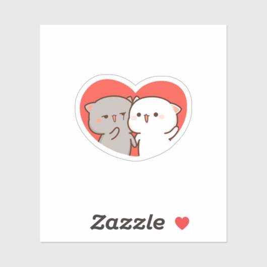 Niedliche Mochi Peach Cat, Happy Valentines Day Aufkleber (Blatt)