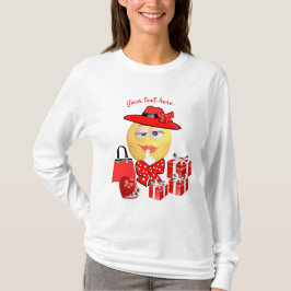 Niedliche Mode Emoji in Rot mit Shopping T-Shirt