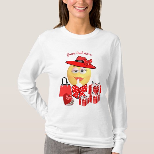 Niedliche Mode Emoji in Rot mit Shopping T-Shirt (Vorderseite)