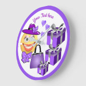 Niedliche Mode-Emoji mit Shopping Große Wanduhr (Winkel)