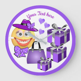 Niedliche Mode-Emoji mit Shopping Große Wanduhr