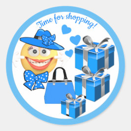 Niedliche Mode-Emoji mit Shopping Runder Aufkleber