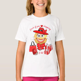 Niedliche Mode Emoji mit Shopping T-Shirt