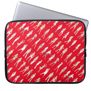 Niedliche Modedesigns aus Rot-Weiß-Silhouette Laptopschutzhülle