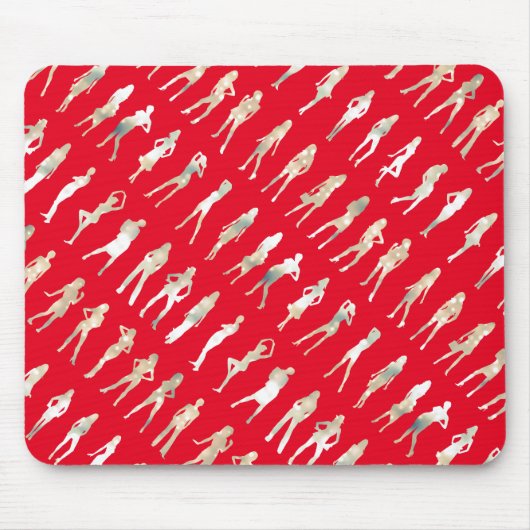 Niedliche Modedesigns aus Rot-Weiß-Silhouette Mousepad (Vorne)