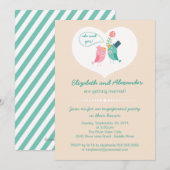 Niedliche Modern Love Birds Herzinfarkt Einladung (Vorne/Hinten)