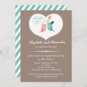 Niedliche Modern Love Birds Herzinfarkt Einladung (Vorne/Hinten)