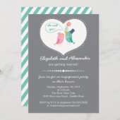 Niedliche Modern Love Birds Herzinfarkt Einladung (Vorne/Hinten)