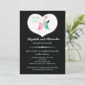 Niedliche Modern Love Birds Herzinfarkt Einladung (Stehend Vorderseite)