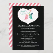 Niedliche Modern Love Birds Herzinfarkt Einladung (Vorne/Hinten)