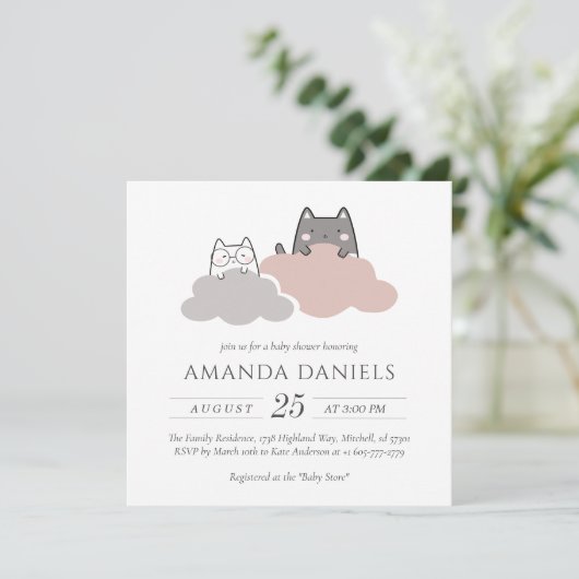 Niedliche moderne Babydusche Einladung (Stehend Vorderseite)