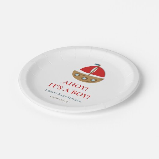 Niedliche moderne Babydusche Pappteller (Schrägansicht)