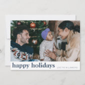 Niedliche, moderne, blaue Weihnachtsbäume, breites Feiertagskarte (Vorderseite)