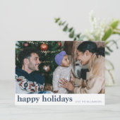 Niedliche, moderne, blaue Weihnachtsbäume, breites Feiertagskarte (Stehend Vorderseite)