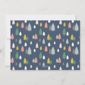 Niedliche, moderne, blaue Weihnachtsbäume, breites Feiertagskarte (Rückseite)