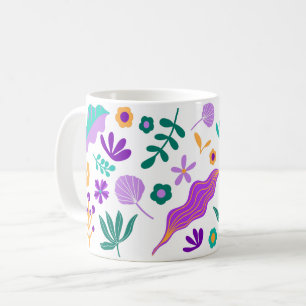 Niedliche moderne Blume und Blätter Kaffeetasse