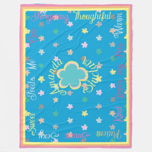 Niedliche moderne Boho Blume Warum ich Sie Liebe Fleecedecke (Vorderseite)