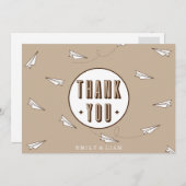 Niedliche moderne danken Ihnen, mit PapierFlugzeug Dankeskarte (Vorne/Hinten)
