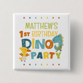 Niedliche moderne Dino Dinosaur Kid's Geburtstagsp Button (Vorderseite)