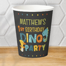 Niedliche moderne Dino Dinosaur Kid's Geburtstagsp Pappbecher