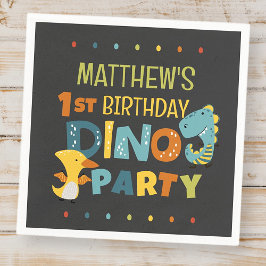 Niedliche moderne Dino Dinosaur Kid's Geburtstagsp Serviette