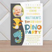 Niedliche moderne Dinosaurier Kid's Foto Geburtsta Dankeskarte