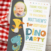 Niedliche moderne Dinosaurier Kid's Foto Geburtsta Dankeskarte
