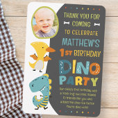 Niedliche moderne Dinosaurier Kid's Foto Geburtsta Dankeskarte