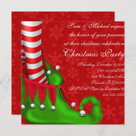 Niedliche Moderne Elf Schuhweihnacht Party Einladu Einladung (Vorne/Hinten)