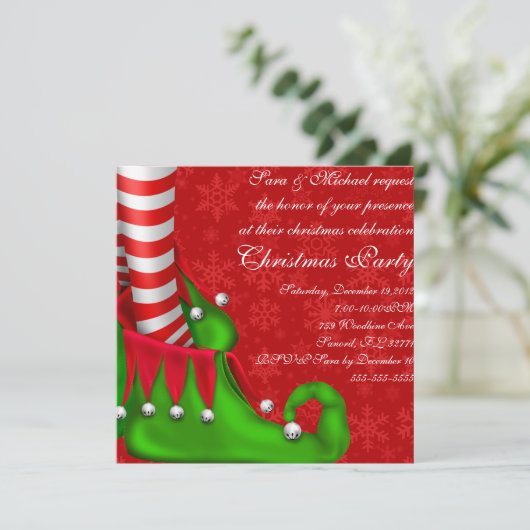 Niedliche Moderne Elf Schuhweihnacht Party Einladu Einladung (Stehend Vorderseite)
