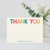 Niedliche moderne Farbtypografie - Personalisierte Dankeskarte (Stehend Vorderseite)