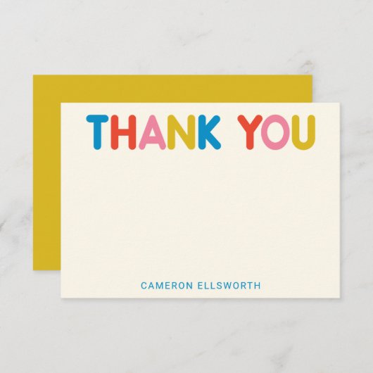Niedliche moderne Farbtypografie - Personalisierte Dankeskarte (Vorne/Hinten)