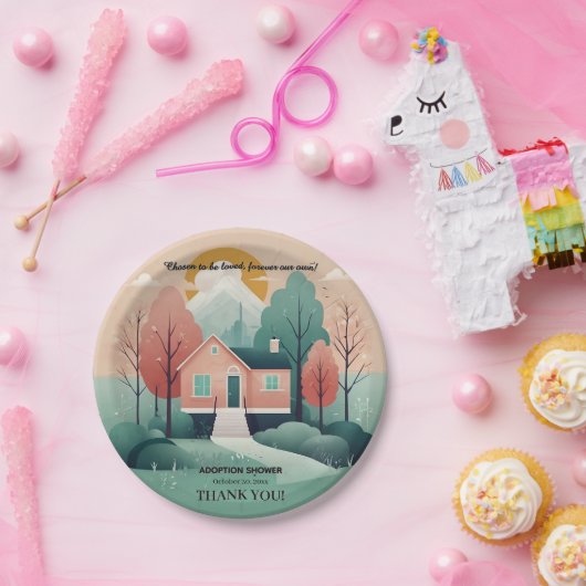 Niedliche moderne Forever Zuhause-Adoption zur För Pappteller (Party)