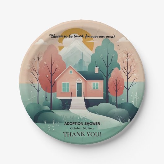 Niedliche moderne Forever Zuhause-Adoption zur För Pappteller (Vorderseite)