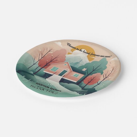 Niedliche moderne Forever Zuhause-Adoption zur För Pappteller (Schrägansicht)