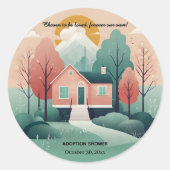 Niedliche moderne Forever Zuhause-Adoption zur För Runder Aufkleber (Vorderseite)
