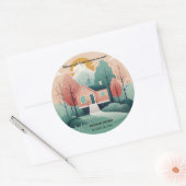 Niedliche moderne Forever Zuhause-Adoption zur För Runder Aufkleber (Umschlag)