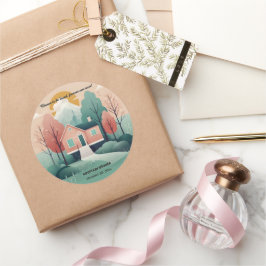 Niedliche moderne Forever Zuhause-Adoption zur För Runder Aufkleber