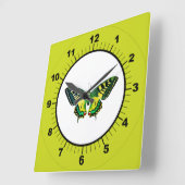 Niedliche moderne Fotografie Butterfly Green Quadratische Wanduhr (Winkel)