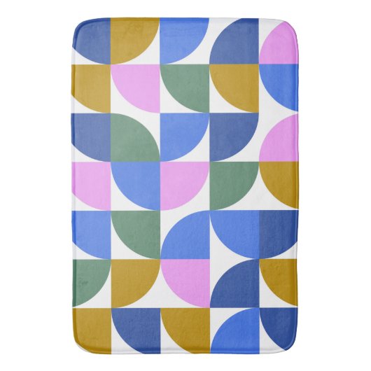 Niedliche moderne geometrische Formen Blau Lila Badematte (Vorderseite Vertikal)