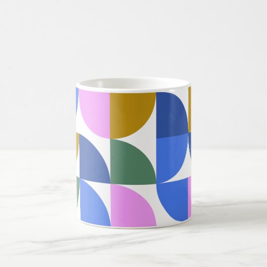 Niedliche moderne geometrische Formen Blau Lila Kaffeetasse (Mittel)
