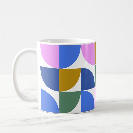 Niedliche moderne geometrische Formen Blau Lila Kaffeetasse (Links)