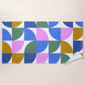 Niedliche moderne geometrische Formen Blau Lila Strandtuch (Vorderseite)
