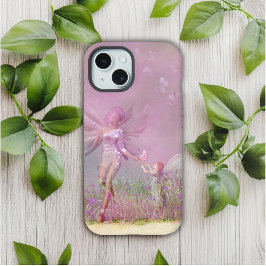 Niedliche, moderne Girl Pink Butterfly Fairies iPhone 15 Hülle