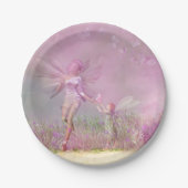 Niedliche, moderne Girl Pink Butterfly Fairies Pappteller (Vorderseite)