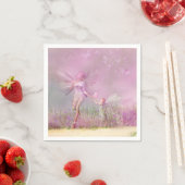 Niedliche, moderne Girl Pink Butterfly Fairies Serviette (Beispiel)