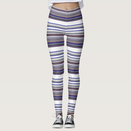 Niedliche, moderne graublaue Streifen Leggings (Vorderseite)