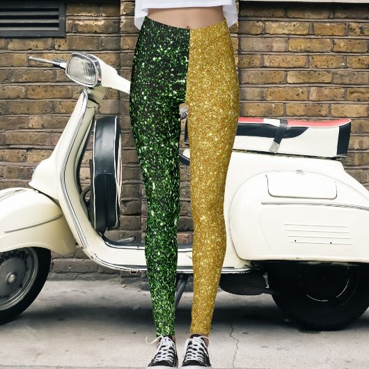 Niedliche, moderne Green Gold Glitzer Glitzern far Leggings