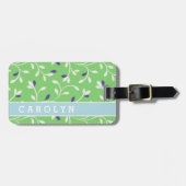 Niedliche moderne grüne Blätter, Muster monogramm Gepäckanhänger (Vorderseite horizontal)
