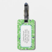 Niedliche moderne grüne Blätter, Muster monogramm Gepäckanhänger (Rückseite vertikal)